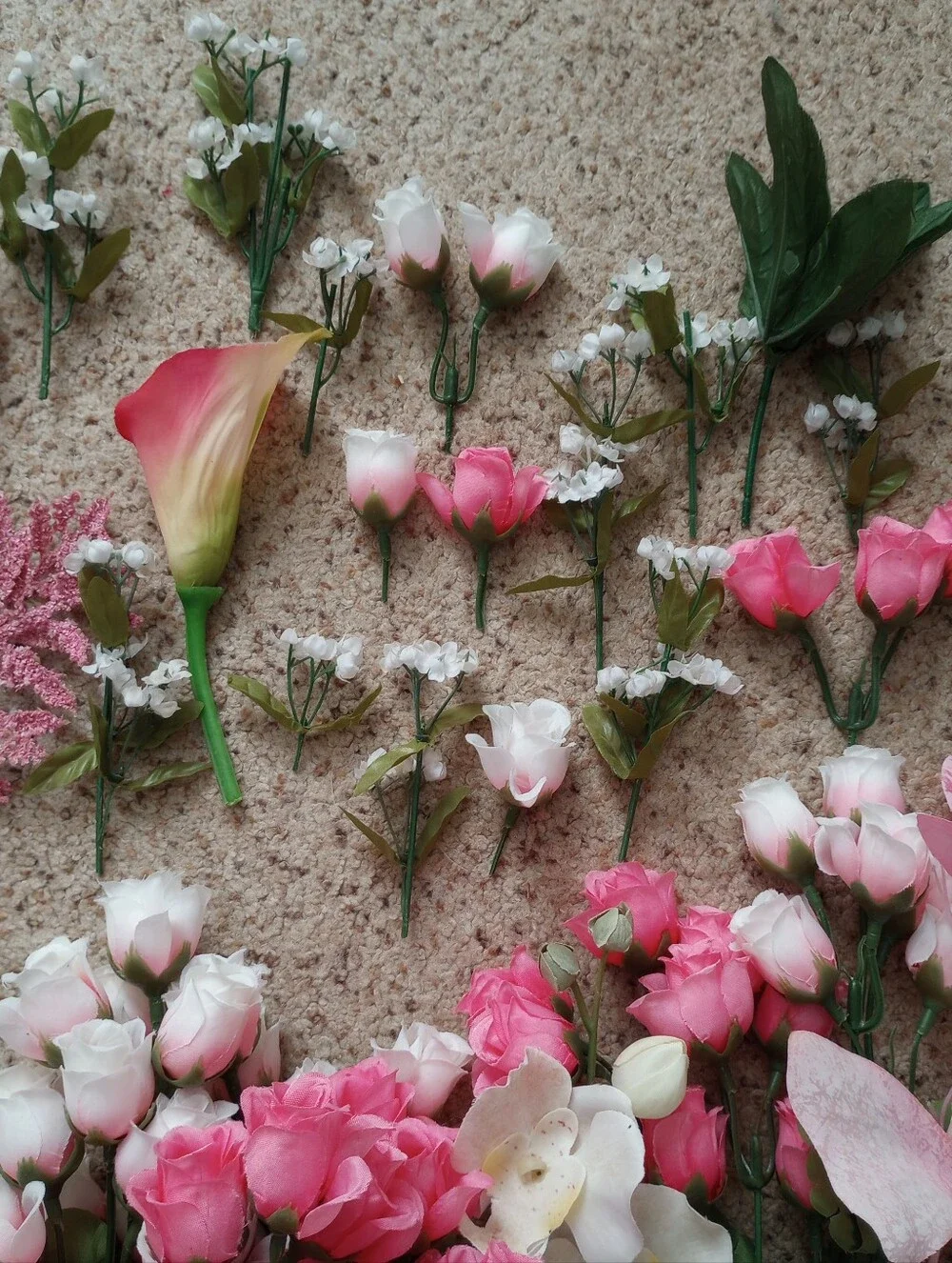 Huge Lot Of Artificial / Faux Flowers Florals Pink White Roses Butterflies